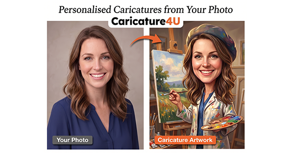 Before photo of a woman transformed into a custom caricature artwork by Caricature4U